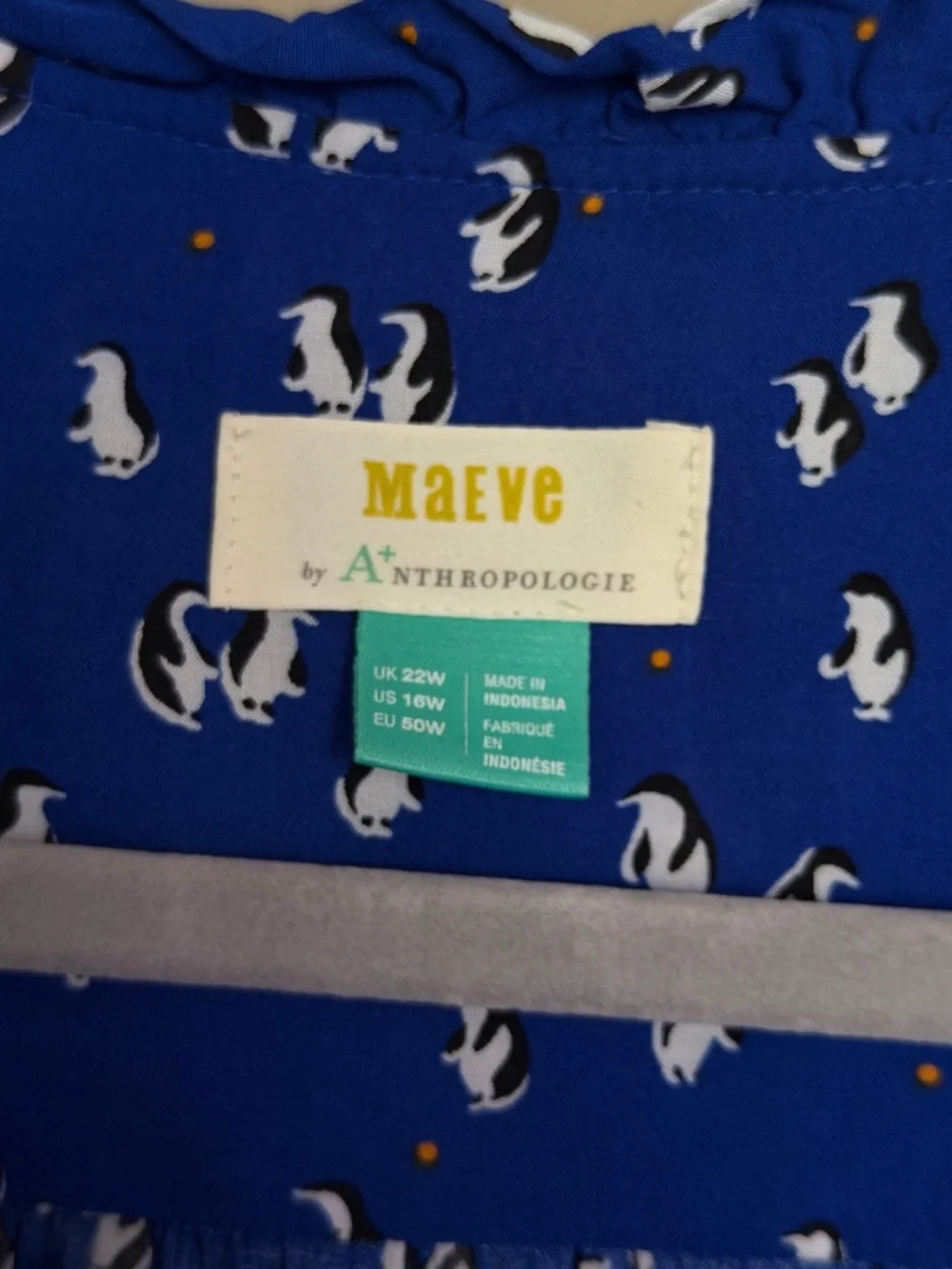 Marisol Ruffled Blouse by Maeve for Anthropologie Size 16W Penguins - Picture 4 of 15